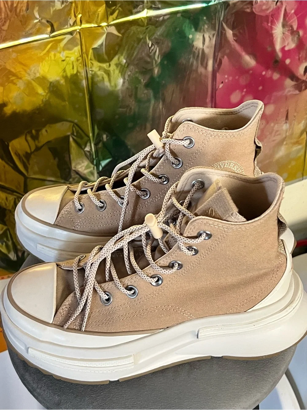 Converse Women's Tan Lace-Up High-Top Platform Boots
